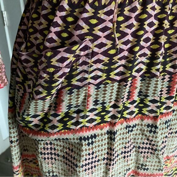 Rebecca Minkoff Multicolored Boho Ruffle Collar Mini Dress 100% Silk Size XS - Picture 3 of 13